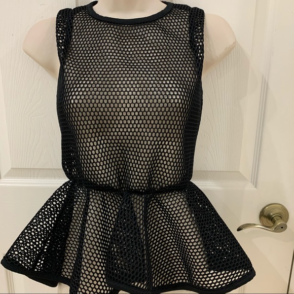 Black fishnet peplum top - Picture 6 of 7